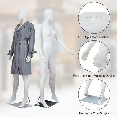 Vista 5 de Maniquí femenino con forma de vestido en exhibición - Maniquí completo ajustable y desmontable de 69 pulgadas, torso de maniquí para costura
