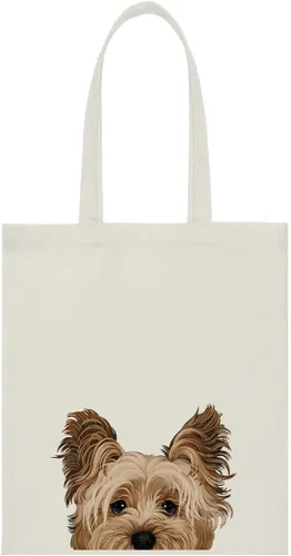 Vista 9 de WIRESTER Bolsa de lona para mujeres y niñas, bolsa de playa, comestibles y viajes, lindo perro