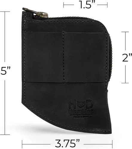 Vista 10 de Hide & Drink, Billetera de bolsillo EDC, organizador de efectivo curvado, soporte para tarjetas frontal delgado, clip para dinero, cuero de grano
