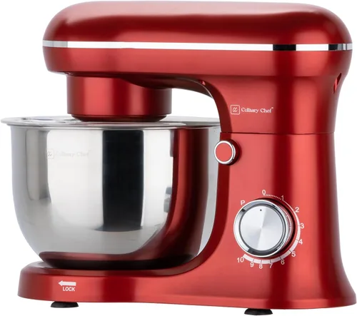 Vista 12 de CULINARY CHEF - Batidora de pie de 4.5L con cuenco de acero inoxidable, batidora eléctrica de cocina con cabezal abatible, gancho para masa, batidor
