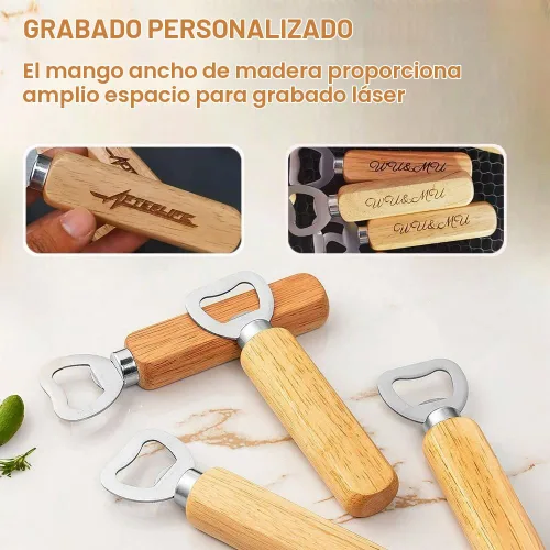 Vista 5 de Abrebotellas de camarero, abrebotellas de cerveza, sidra, refrescos, mango de madera de mano (juego de 6)