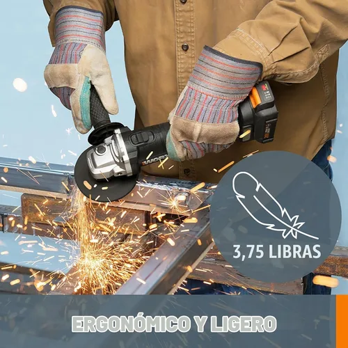 Vista 4 de WORX Amoladora angular inalámbrica de 4.5 "sin escobillas de 20V, WX812L