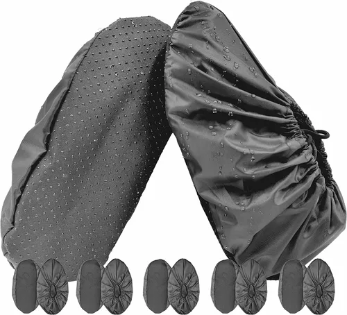 Vista 9 de 5 pares de cubiertas impermeables antideslizantes lavables reutilizables para botas, protectores para zapatos de interior (XL, fucsia)