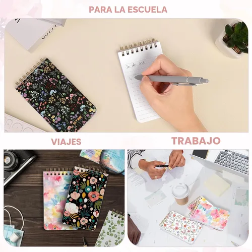 Vista 4 de SKYDUE Small Notebooks，Pocket Notepads with Aesthetic Covers, Mini Spiral Notebook with Lined Pages Nursing School Essentials, Set Of 8