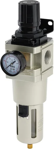 Vista 15 de Regulador de presión de aire SNS rosca hembra 1/8 NPT 0-150 PSI ajustable, con soporte y manómetro AR2000-N01