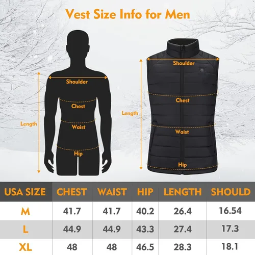 Vista 6 de HEATOO Chaleco térmico para hombre chaquetas de calefacción ligeras con batería de 10000 mAh 74 V para esquí pesca en hielo caza
