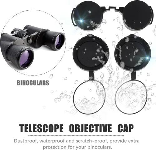 Vista 7 de 3 piezas de goma objetivo cubierta ocular Flip- Cubierta de alcance abierto para binoculares telescopio accesorios (negro)