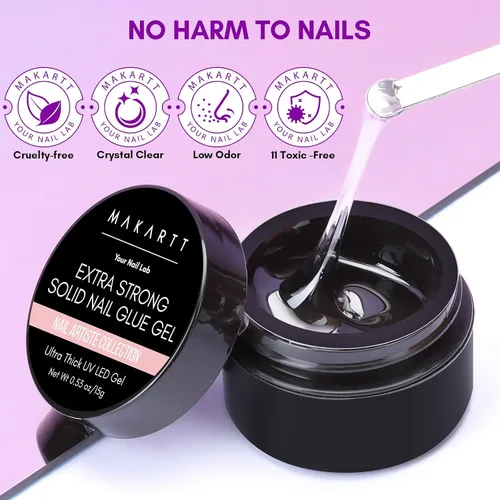 Vista 9 de Makartt Gel de pegamento sólido para uñas: pegamento de uñas de gel extra fuerte para uñas a presión y puntas falsas, pegamento de uñas fuerte