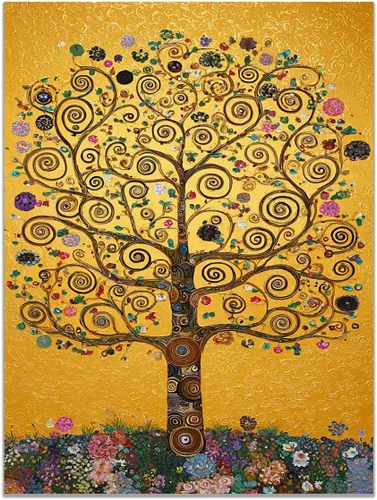Vista 15 de VOCBAN Abstract Tree Landscape Painting On Canvas Poster Wall Artworks Pictures Living Room and Bedroom Picture Prints for Walls(blue blue 109