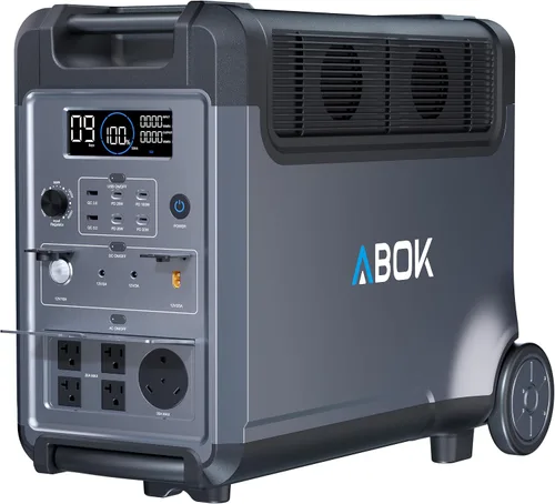 Vista 13 de ABOK Ark3600 Portable Power Station with 400W Solar Panel,2000W Solar Input 3840Wh LiFePO4 Battery, Expandable to 11520Wh,15 Outlets, 3600W Solar