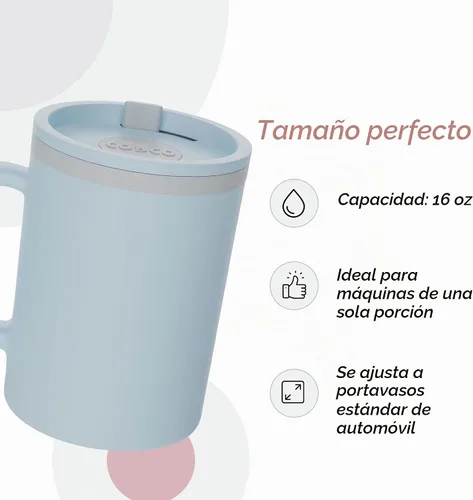 Vista 7 de Copco Taza de Escritorio Icónica de 16oz con Aislamiento de Doble Pared con Tapa y Asa, Juego de 2, Plástico Reutilizable sin BPA, a prueba