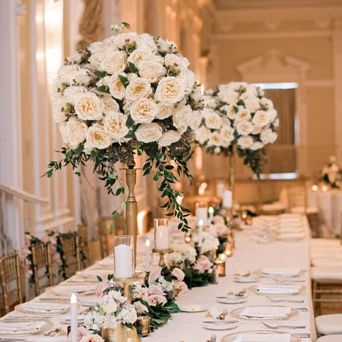 Vista 9 de Flores artificiales de seda, ramo de peonías sintéticas beige, 4 paquetes de arreglos florales para decoración de casa de campo, centro de mesa