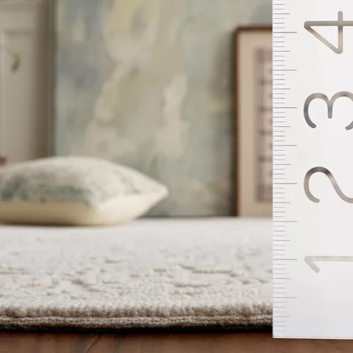 Vista 3 de SAFAVIEH Trace Collection - Alfombra decorativa de 2 x 3 pies, color marfil, lana hecha a mano, ideal para zonas de alto tráfico en entrada, sala