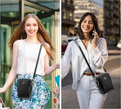 Vista 6 de Bolsas cruzadas para teléfono para mujer, bolso de hombro pequeño de cuero y bolsos de mano, bolsos de hombro para mujer, bolsas con doble cremallera