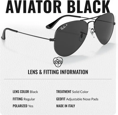 Vista 4 de Ray-Ban RB3025 AVIATOR TOTAL BLACK Pilot Shaped Sunglasses for Men & Women with Official RAYBAN Eyewear Kit