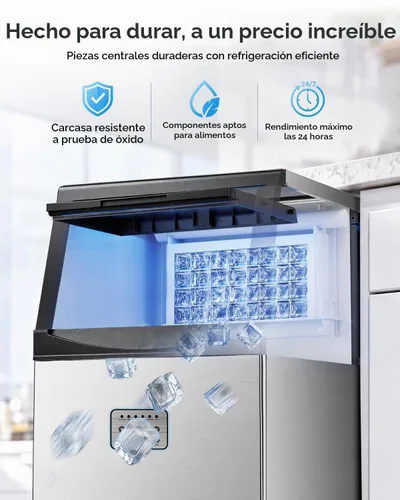 Vista 6 de Mojgar Máquina de hielo comercial 200lbs/24h con contenedor de Plateado