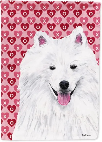 Vista 144 de Caroline's Treasures SS4484GF Bandera de jardín con diseño de bulldog inglés y corazones para el Día de San Valentín, bandera decorativa para patio