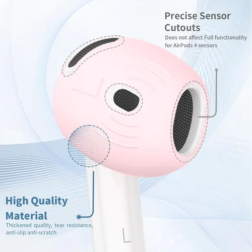 Vista 4 de [5 pares] para AirPods 4 Fundas para Puntas de Oído Deportivas Antideslizantes y Anti Rayones de Piel de Silicona Suave Puntas de Oído AirPods 4 Gen