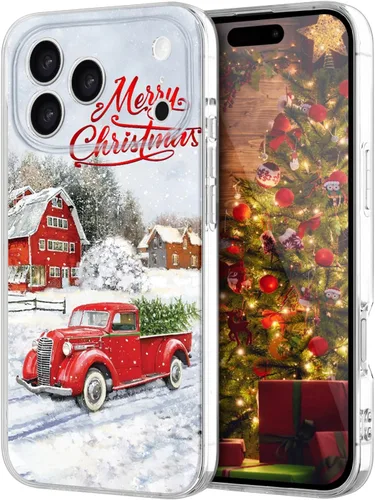 Vista 33 de Newseego Funda de Navidad para iPhone 13, Serie Linda a Prueba de Golpes Anti-Amarillo PC Duro + Parachoques TPU Cubierta Protectora para Mujeres