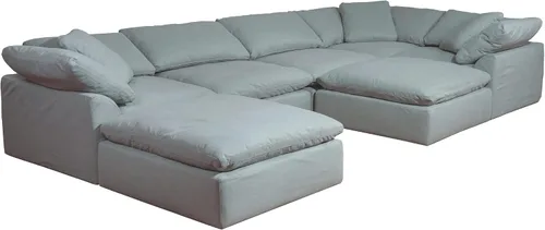 Vista 8 de Sunset Trading Contemporary Puff Collection - 7 sofás modulares en forma de U de 176 pulgadas, sofá tumbona con relleno de plumón, resistente a