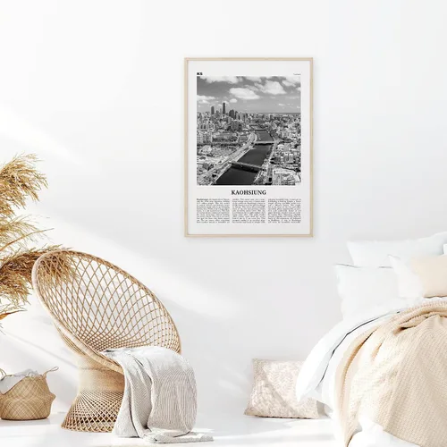Vista 2 de Impresión Kaohsiung en blanco y negro, arte de pared Kaohsiung, póster de Kaohsiung, foto de Kaohsiung, decoración de pared Kaohsiung, mapa