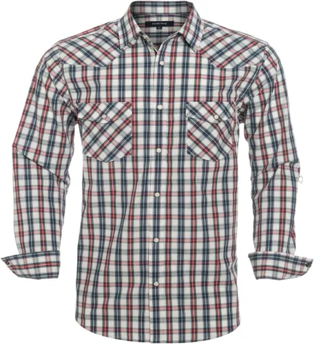 Vista 17 de Men's Western Cowboy Shirts-Long Sleeve Snap Button Plaid Shirt, Regular Fit Cotton Casual Shirt