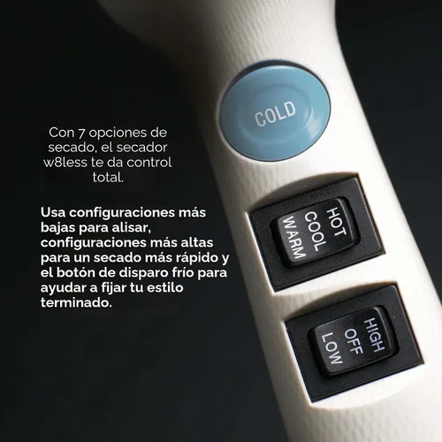 Vista 6 de RUSK Engineering W8less - Secador profesional de 2000 W, 7 ajustes de velocidad, peso ligero.
