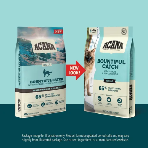 Vista 8 de ACANA Comida seca para gatos Bountiful Catch Salmón, Bagón de Bacalao y Arenque, bolsa de 4 libras