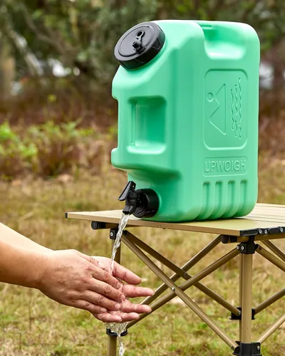 Vista 4 de UPWOIGH Jarra de agua a prueba de fugas de 3.5 galones con espita Verde bosque, talla inspirada en la naturaleza, diseño grueso sin BPA, uso