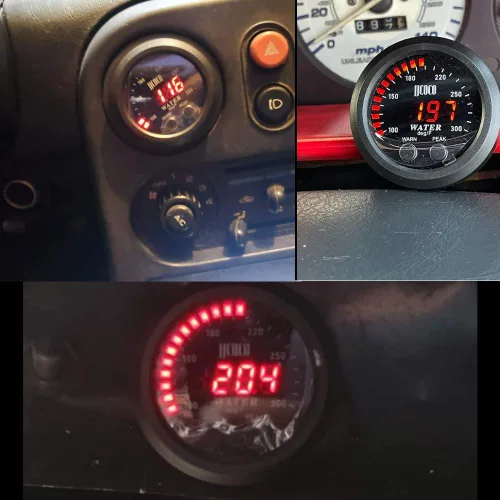 Vista 7 de Medidor de temperatura de agua universal de 52 mm, 100-300F (38-150C), electrónico, digital, LED, rojo, DC12V/24V, para automóvil, con adaptador