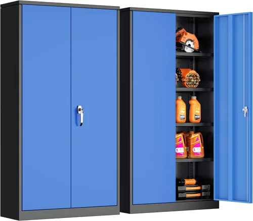 Vista 17 de INTERGREAT Armarios de almacenamiento de metal con cerradura, gabinete de almacenamiento de oficina con cerradura de 36 pulgadas con 2 puertas y 2