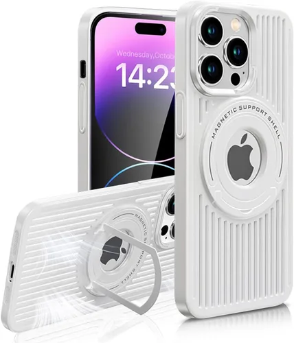 Vista 9 de Funda para iPhone 14 Pro con carga inalámbrica Magsafe, disipación de calor, soporte magnético, soporte invisible integrado y soporte de anillo
