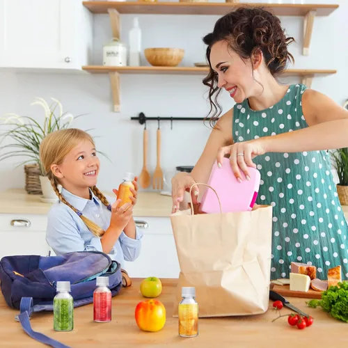 Vista 5 de Zubebe 24 botellas de plástico de 3.4 onzas líquidas con tapas, tarros transparentes reutilizables con tapas, botellas de viaje, a prueba de fugas