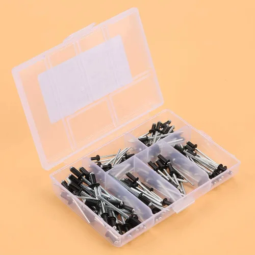 Vista 8 de Remaches de aluminio negro, retenedor de remache de sujeción de tornillo negro, 120 piezas M2.4 / M3.0 / M3.2 / M4 Kit de remaches ciegos