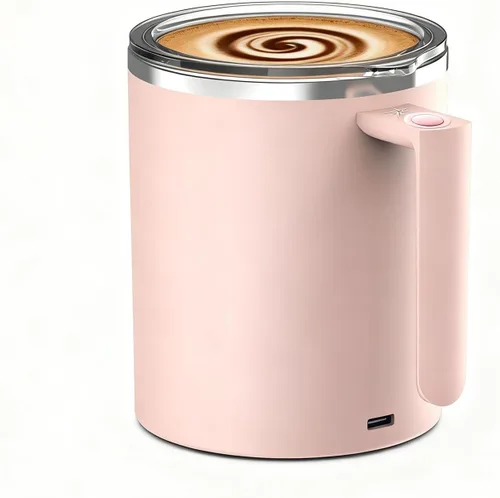 Vista 8 de Taza de café autoagitable, taza mezcladora eléctrica de 12.2 onzas con agitador magnético y antisedimentación, taza de viaje recargable para café