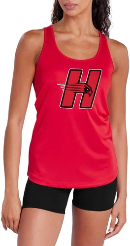 Vista 170 de Camiseta deportiva sin mangas oficial de NCAA Collegiate para mujer, con espalda cruzada, colección con logotipo primario