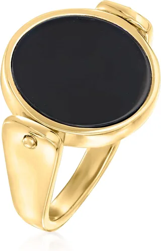 Vista 5 de Ross-Simons Anillo de ónix negro italiano y lapislázuli en oro de 18 quilates sobre ley, Piedra preciosa, lapislázuli