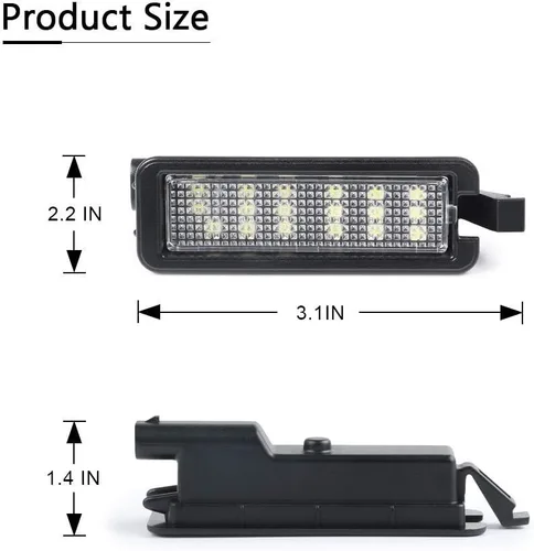 Vista 4 de Gempro Lámparas LED para placa de matrícula para Dodge Charger Challenger Pacifica Jeep Compass Chrysler 300 2015-2022, 6000 K, blanco, 1 unidad