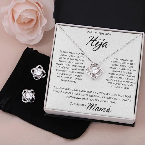 Vista 4 de Set de regalo para hija, collar de madre e hija, juego de regalo para hija, madre e hija, collar Mensaje personalizado de amor para mi hermosa hija