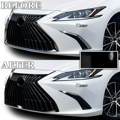 Vista 3 de BOGAR TECH DESIGNS Para Lexus ES 2019-2026 Parrilla delantera Chrome Delete - Kit de revestimiento de vinilo precortado, borde opaco negro brillante