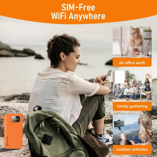 Vista 5 de RoamWiFi 4G LTE - Enrutador de punto de acceso móvil en todo el mundo, punto de acceso portátil de alta velocidad con datos de 1 GB de EE. UU., 30