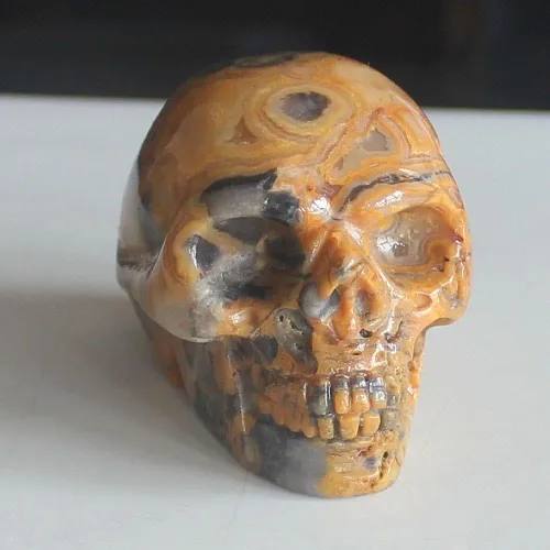 Vista 11 de Figura de calavera de piedras preciosas mixtas tallada a mano de 2 pulgadas para decoración del hogar (Amazonita)