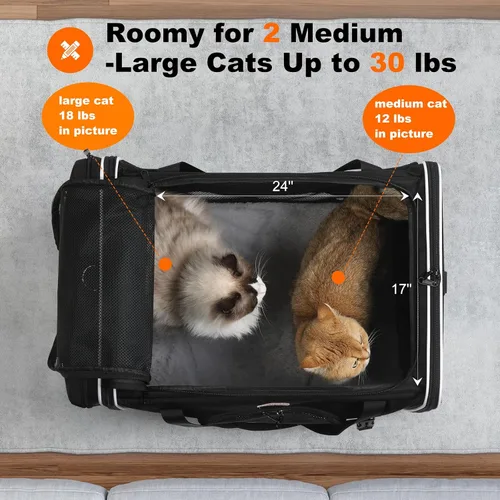 Vista 3 de pidipiti Transportador de mascotas XL de 24 x 17 x 17 pulgadas para 1 gato