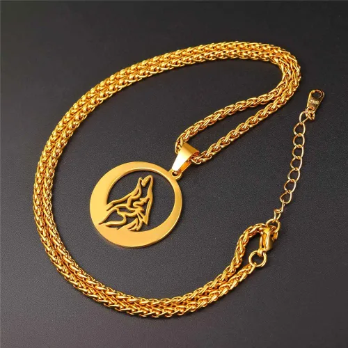 Vista 4 de U7 Collares punk camaleónáguiladragónhalcónlobo para hombres y mujeres, colgante de animal de acero inoxidable negro retro, regalo de joyería