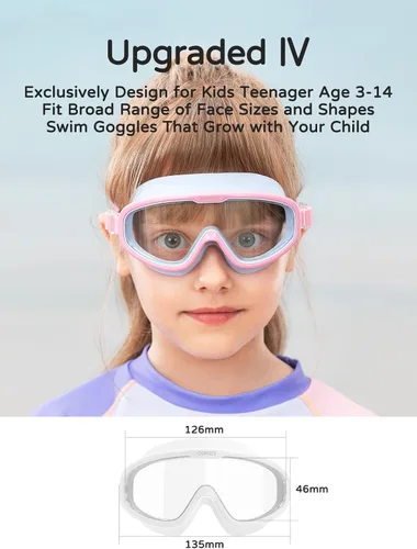Vista 5 de COPOZZ Gafas de natación para niños de 8 a 12 años, visión amplia para jóvenes, antiniebla, sin fugas, gafas de natación transparentes para niños