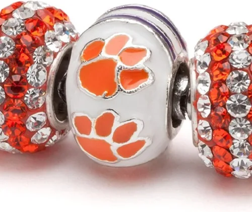 Vista 7 de Stone Armory Clemson University - Abalorio de cuentas para mujer con logotipo de Clemson Paw blanco y naranja, joyería de Clemson University Tigers