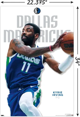 Vista 3 de NBA Dallas Mavericks - Póster de pared de Kyrie Irving Feature Series 23, 34 pulgadas de largo x 22.4 pulgadas de ancho, versión sin marco