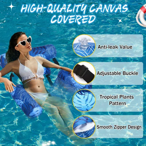 Vista 4 de Flotadores inflables para piscina, sillas flotantes para adultos, fideos de piscina inflables para adultos, natación resistente, plantas tropicales