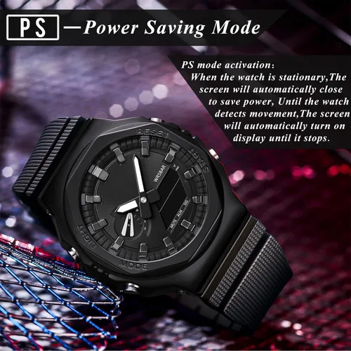 Vista 3 de WINKONMU Reloj para hombre con cubierta de metal, hora mundial 31 ciudades, ahorro de luz diurna, intercambio de ciudad de origenciudad mundial, luz