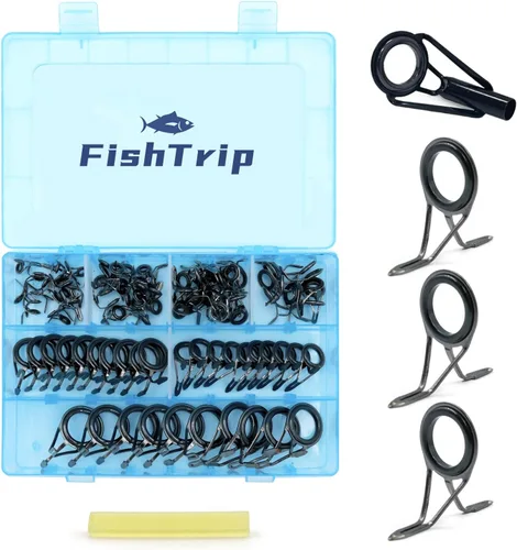 Vista 7 de FishTrip Kit de reparación de caña de pescar 40 y 85 piezas Kit de reparación de puntas de caña de pescar Kit de reparación de punta de caña